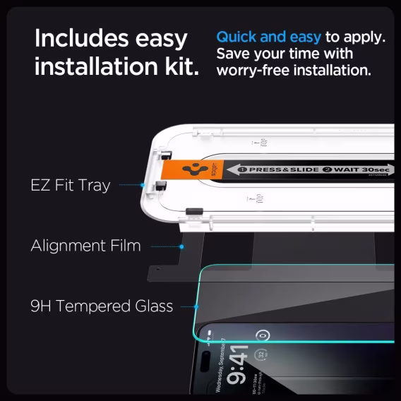 Spigen iPhone 15 Pro Max Temperli Cam Ekran Koruyucu [GlasTR EZ FIT]  2'li Paket
