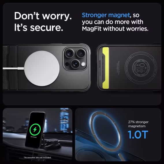 Spigen  iPhone 15 Pro Magnetic Rugged Armor MagFit  Kılıf Matte Black