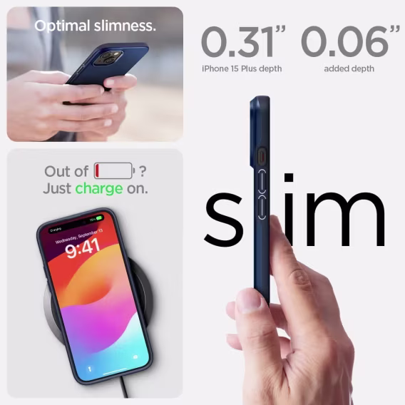Spigen iphone 15 Plus [Askeri Düzey Koruma] Thin Fit Kılıf