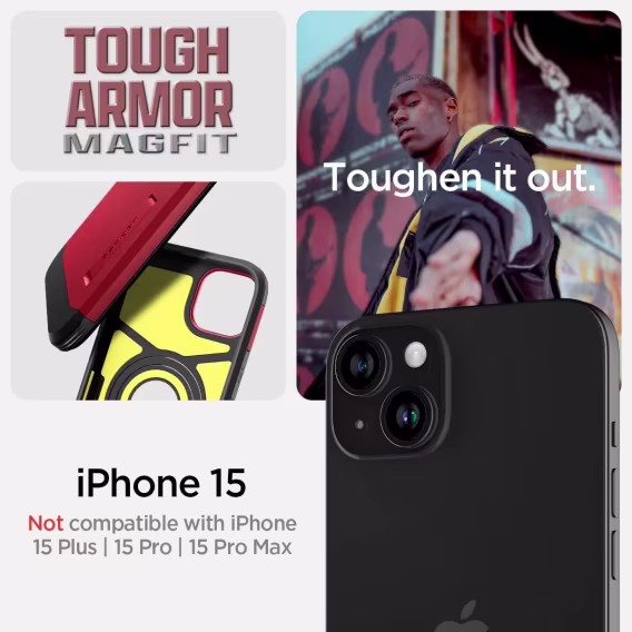 Spigen iPhone 15 Plus MagFit Manyetik Tough Armor Kılıf