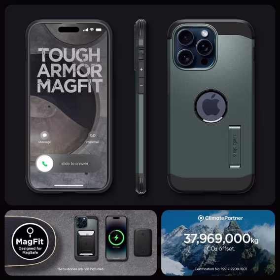 Spigen iPhone 15 Plus MagFit Manyetik Tough Armor Kılıf