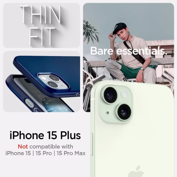 Spigen iphone 15 Plus [Askeri Düzey Koruma] Thin Fit Kılıf