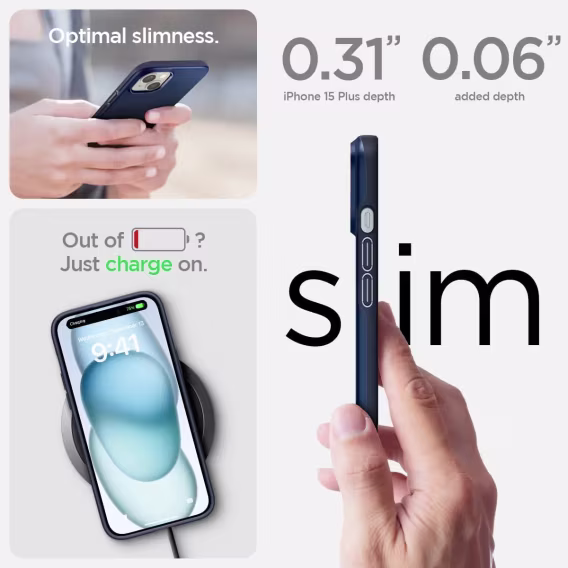 Spigen iphone 15 Plus [Askeri Düzey Koruma] Thin Fit Kılıf