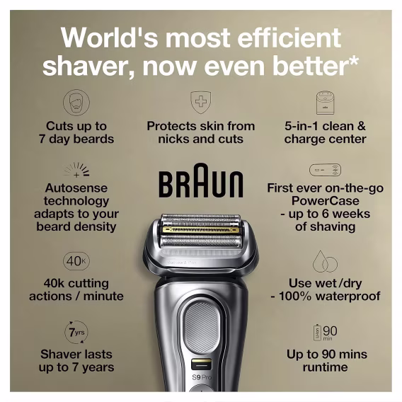 Erkekler için Braun Elektrikli Tıraş Makinesi, 9 Pro 9477cc 