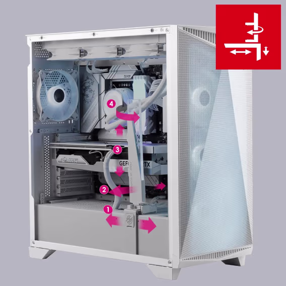 MSI MPG Gungnir 300R AirFlow ARGB White USB 3.2 ATX Mid Tower Kasa