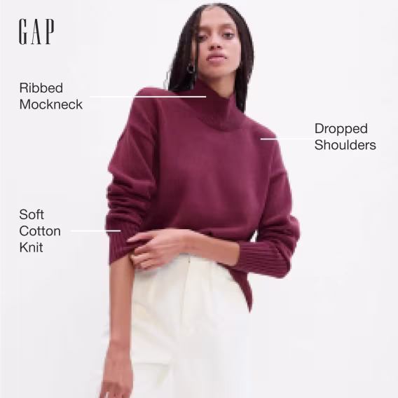 GAP Kadın Pamuklu Balıkçı Yaka Kazak