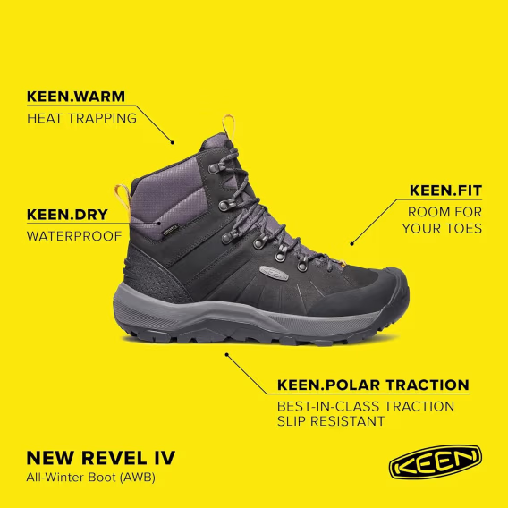 KEEN Erkek Revel 4 Orta Boy Polar Yalıtımlı Su Geçirmez Kar Botu