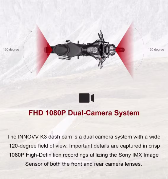 INNOVV K3 Çift Kanallı Motosiklet Motocam