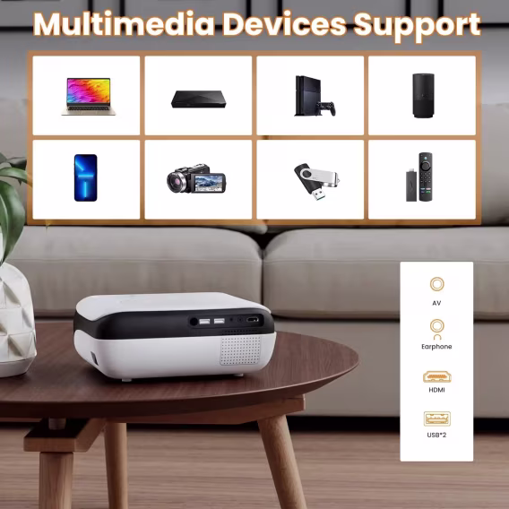 HAPPRUN Yerel 1080P Bluetooth Projektör
