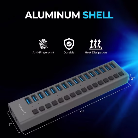 SABRENT Çok Bağlantı Noktalı USB 3.0 ve Şarj Hub (HBU930)