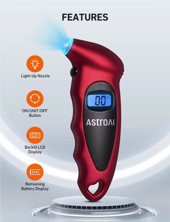 AstroAI Dijital Lastik Basıncı Göstergesi 150 PSI Araba için 4 Ayar