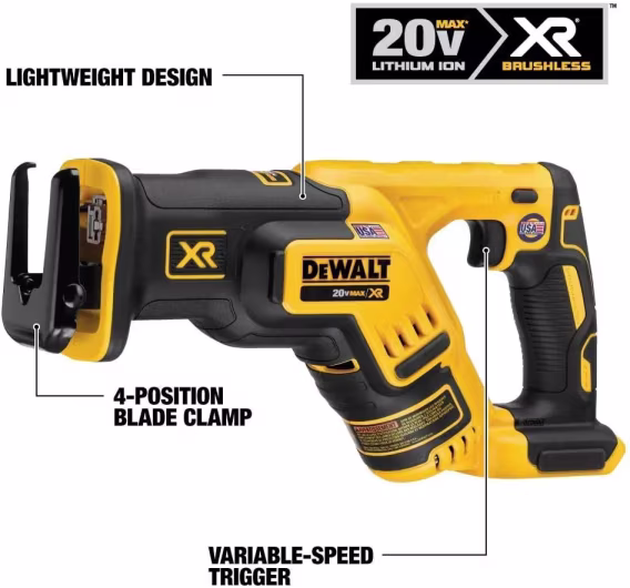 DEWALT 20V MAX Akülü Isı Tabancası (DCE530B) ve XR Tilki Kuyruğu Testere  Yalnızca Alet