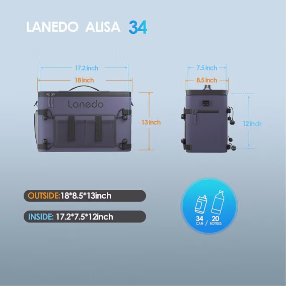 Lanedo 34 Gözlü Yumuşak Taraflı Soğutucu  Çok Kişilik Öğle Yemeği Çantası