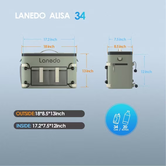 Lanedo 34 Gözlü Yumuşak Taraflı Soğutucu  Çok Kişilik Öğle Yemeği Çantası