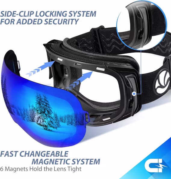 VANRORA Çerçevesiz Değiştirilebilir Lensli Kayak Gözlüğü PRO