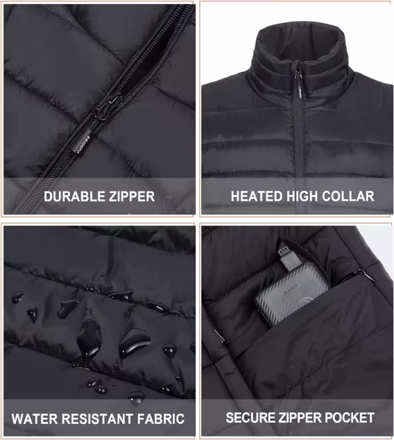 uupalee Kadın Isıtmalı Yelek ve Pil Paketi Hafif Sıcak Ceket