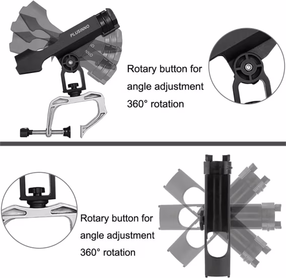 PLUSINNO Balıkçı Teknesi Olta Tutucu Büyük Kelepçe 360 Derece