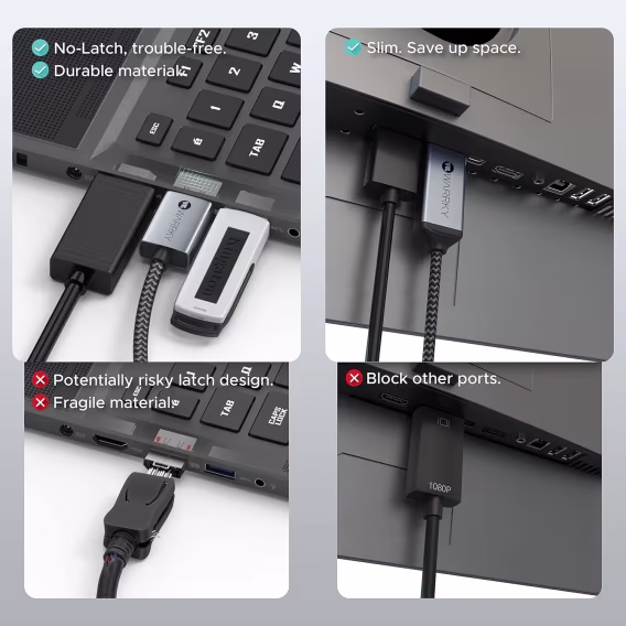 Warrky 4K DisplayPort  HDMI Kablosu 1.82 M