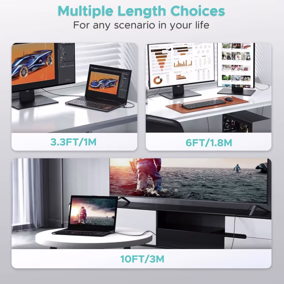 Warrky 4K DisplayPort  HDMI Kablosu 1.82 M