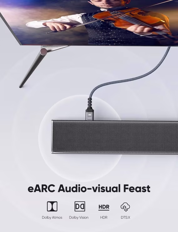 Highwings Ultra Yüksek Hızlı İnce HDMI 2.1 Kablosu 2'li Paket 