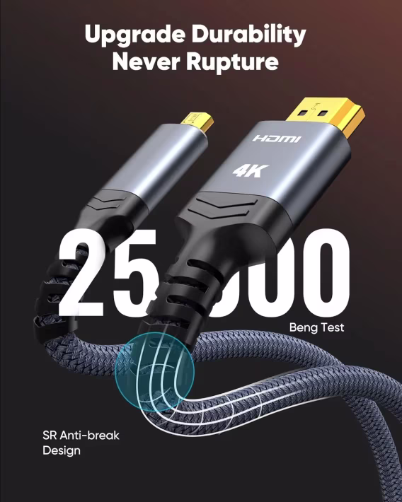 Highwings 4K Mikro HDMIHDMI Naylon Örgülü Kablo 2.0