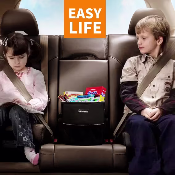 HOTOR Kapaklı ve Saklama Cepli Araç Çöp Kovası