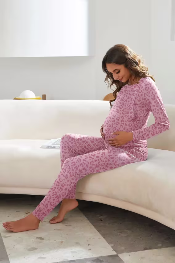 Ekouaer Hamile Termal İç Giyim Takımı (Pembe Leopar)
