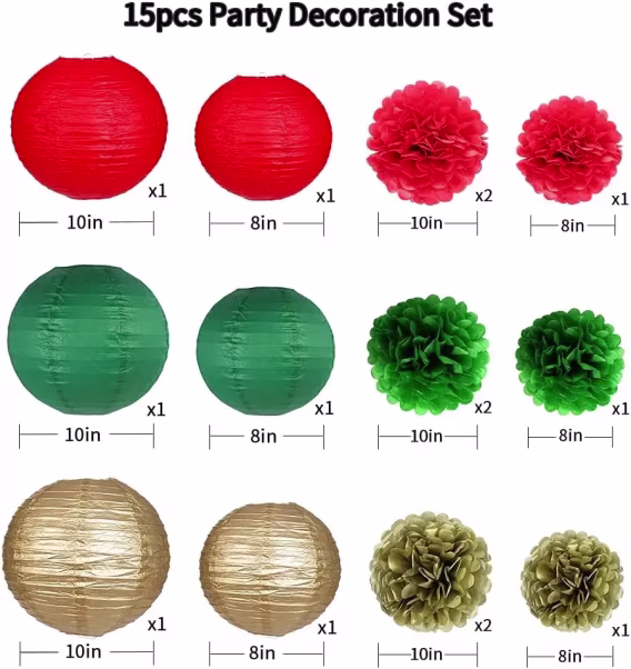 Doğum Günü Partisi Dekoru için Pom Poms Çiçekler 15 ADET