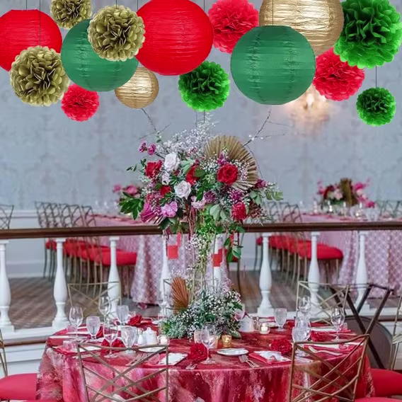 Doğum Günü Partisi Dekoru için Pom Poms Çiçekler 15 ADET