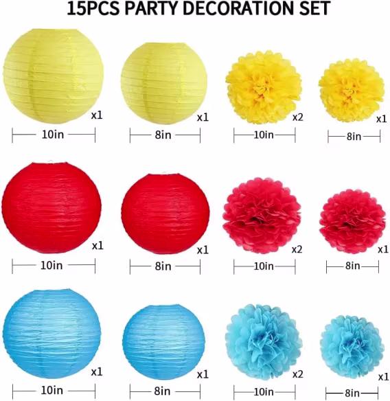 Doğum Günü Partisi Dekoru için Pom Poms Çiçekler 15 ADET