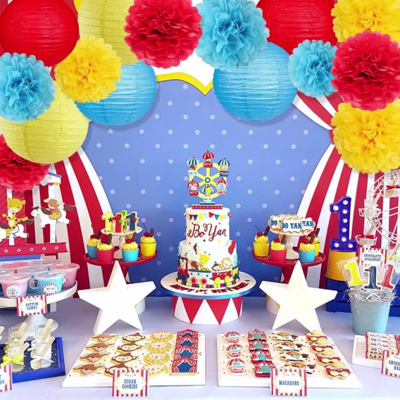 Doğum Günü Partisi Dekoru için Pom Poms Çiçekler 15 ADET