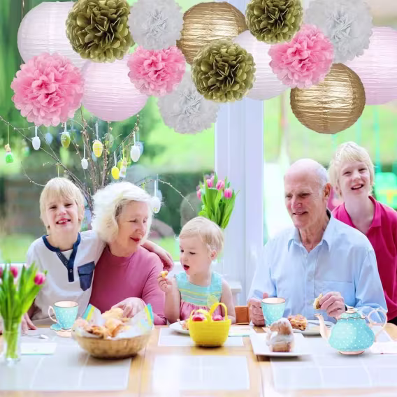 Doğum Günü Partisi Dekoru için Pom Poms Çiçekler 15 ADET