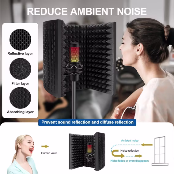Aokeo Profesyonel Stüdyo Kayıt Mikrofonu Yalıtım Kalkanı