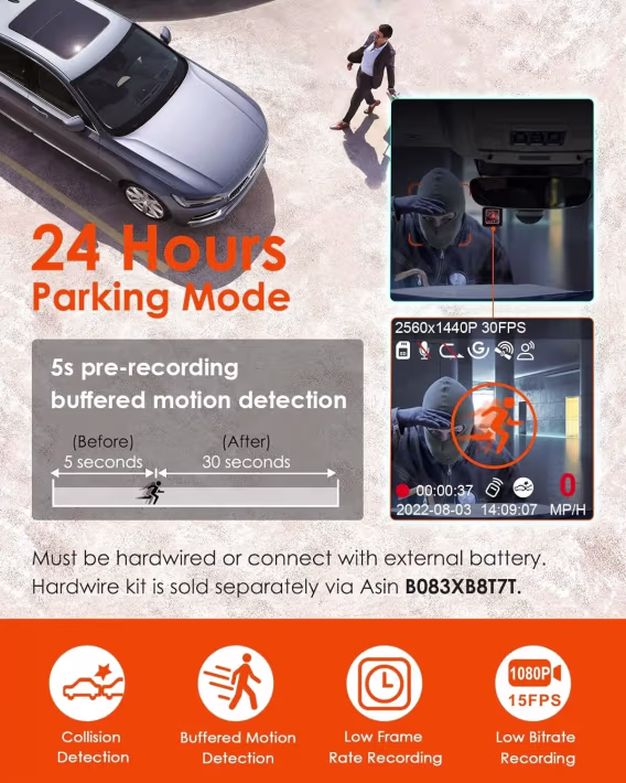 Vantrue E1 Lite 1080P GPS ve Hız Özellikli WiFi Mini Araç Kamerası