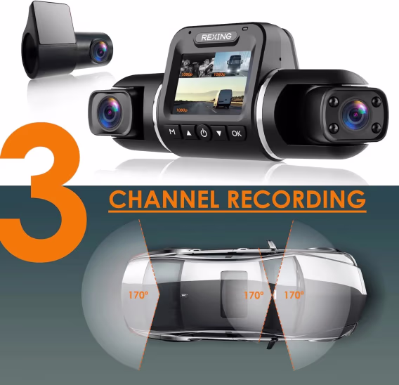 RexingUSA V2 PRO AI 3 Kanallı Araç Kamerası