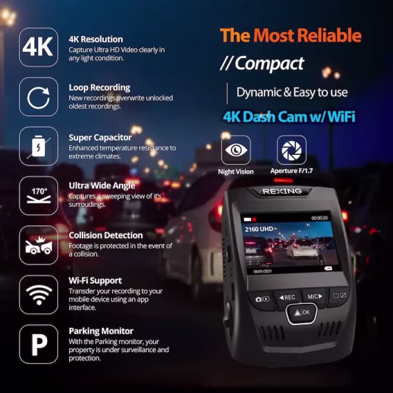 REXING V1  4K Ultra HD Araç İçi Kamera