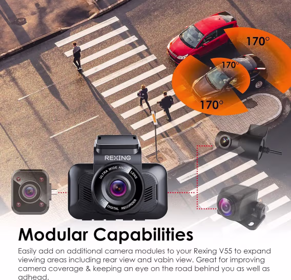 RexingUSA V55 Araç Kamerası  4K Modüler Yetenekler