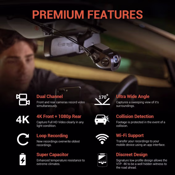 Rexing V1P 4K Çift Kanallı Araç Kamerası 4K+1080p