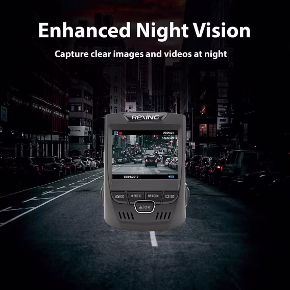 Rexing V1 Temel Araç Kamerası 1080P FHD DVR Araç Sürüş Kaydedici