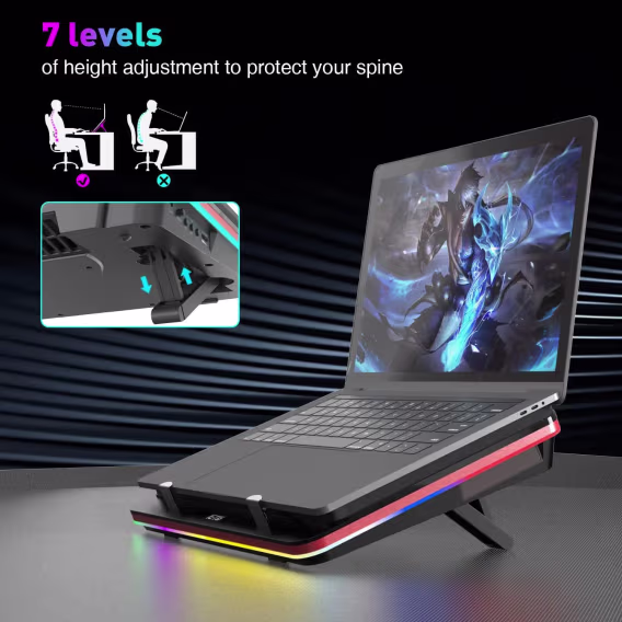 IETS GT500 RGB Turbo Fanlı Laptop Bilgisayar Soğutucusu (4600 RPM)