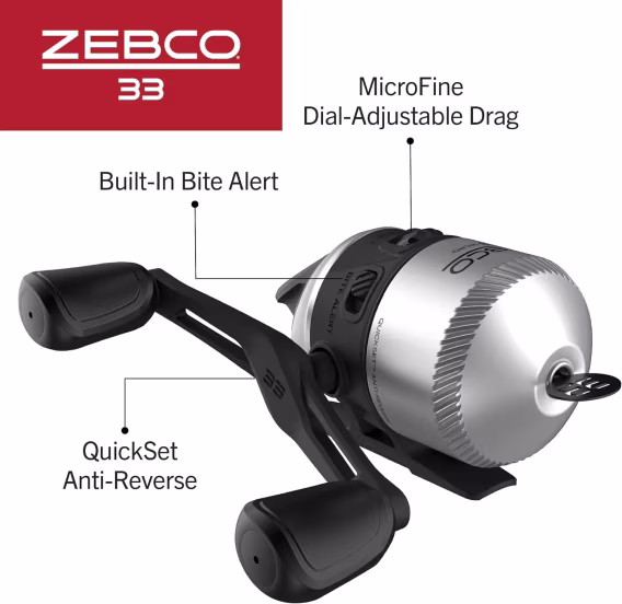 Zebco 33 Mikro Spincast Balıkçılık Makarası ve Kapak Boyut 40
