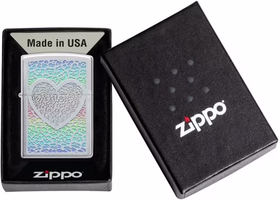 Zippo Love Cep Çakmakları (Saten Krom Kalpli)