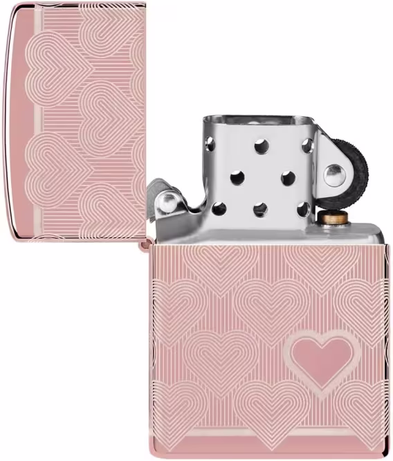 Zippo Love Cep Çakmakları (Yüksek Parlak Pembe Altın 360)