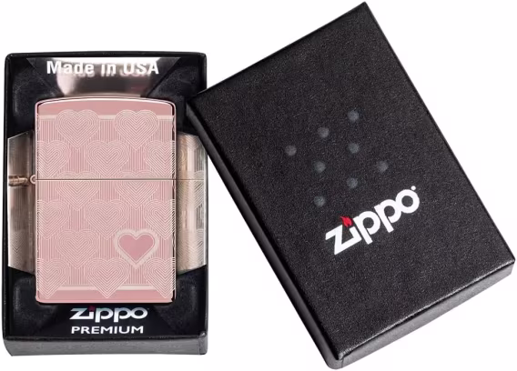 Zippo Love Cep Çakmakları (Yüksek Parlak Pembe Altın 360)
