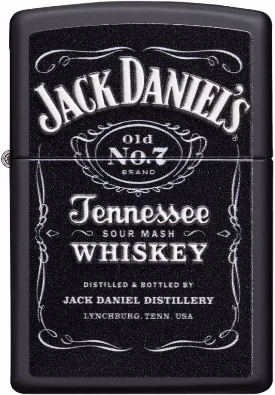 Zippo Jack Daniel's Çakmak (Siyah Mat Doku Baskı)