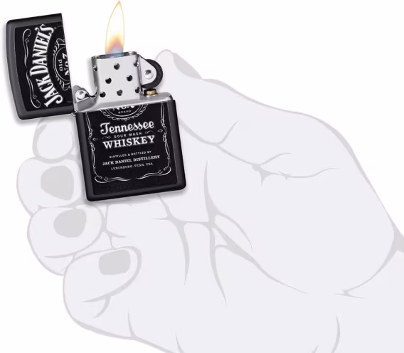 Zippo Jack Daniel's Çakmak (Siyah Mat Doku Baskı)