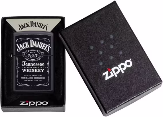 Zippo Jack Daniel's Çakmak (Siyah Mat Doku Baskı)