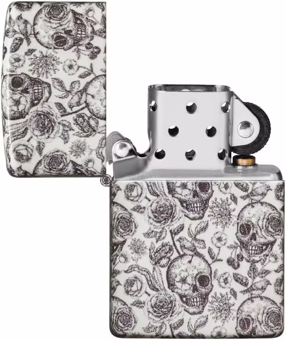 Zippo Çakmak  540 Mat Renkli Kafatası (Karanlıkta Parlıyor)