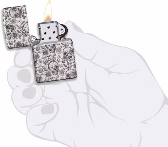 Zippo Çakmak  540 Mat Renkli Kafatası (Karanlıkta Parlıyor)