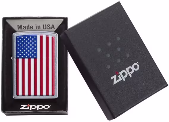 Zippo Amerikan Bayrağı Çakmaklar  Sokak Kromu Tam Bayrak